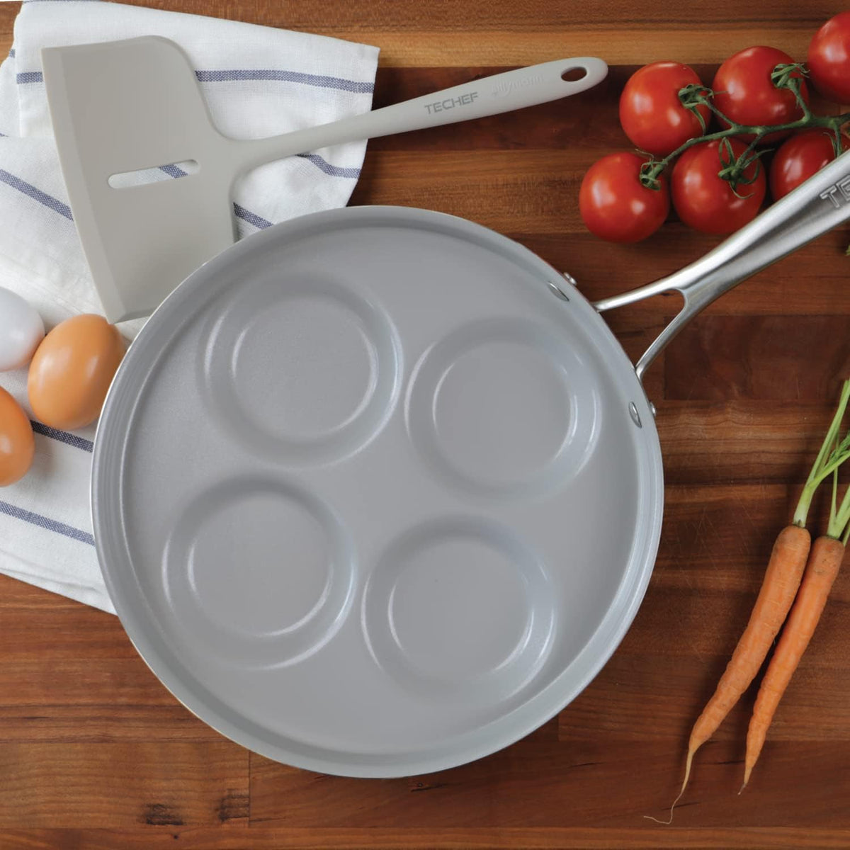 TECHEF - CeraTerra Ceramic Nonstick 4-Cup Egg Frying Pan (PFAS, PTFE, and PFOA Free), Made in Korea, (Egg Pan)