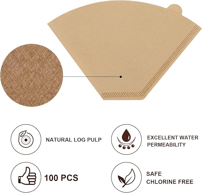 Disposable Coffee Paper Filters, 100 Pcs #4 Cone Replacement Filter for Ninja Coffee Maker