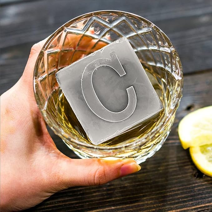 Letter C Monogram Ice Cube Mold Custom Ice Cube Mold 2 Inch Big Initials Silicone Ice Cube Tray Gifts for DAD Gifts for Him