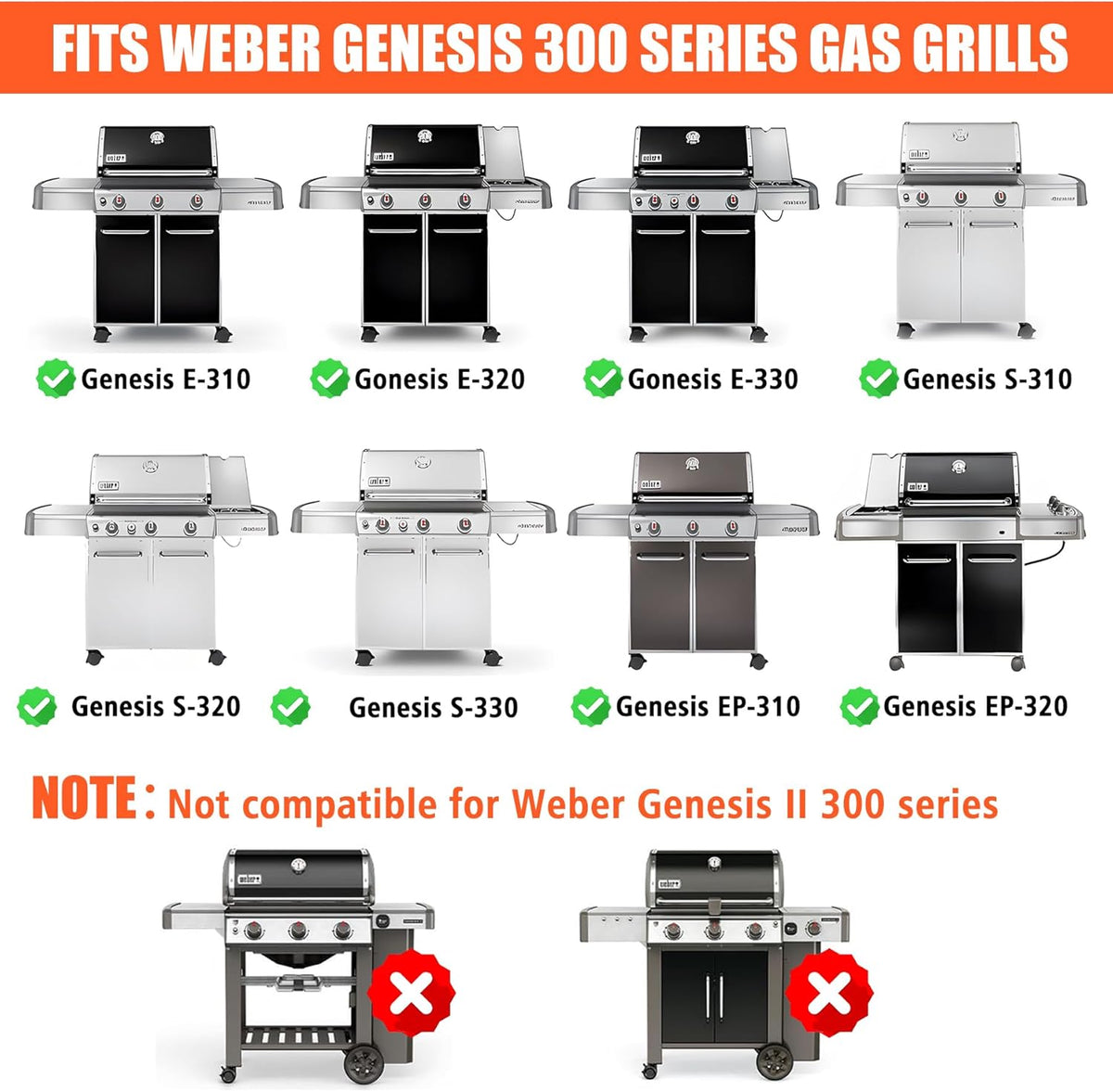 7524 Full Size Griddle Insert for Weber Genesis 300 Series Gas Grills, Flat Top Griddle Repalcement for Weber Genesis E/EP-310, E/EP-320, E/EP-330 and CEP-310 with Mini Oven Mitt