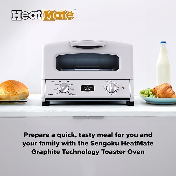 Countertop Toaster Oven, Compact Kitchen Appliance with Graphite Heating Technology, Eggshell White