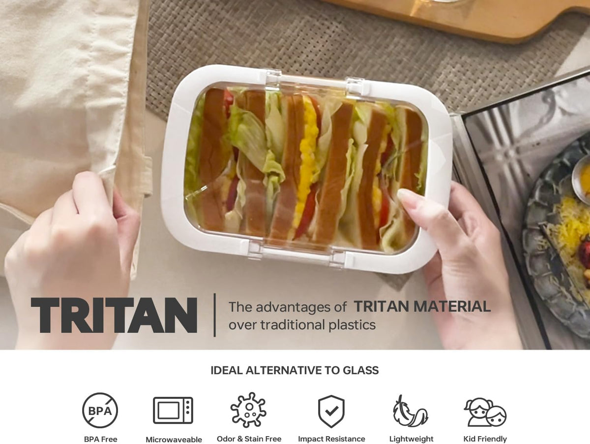 Felli Duo Loc Tritan Containers for Heating Food Microwave Safe Box, Airtight Food Storage for Fridge Freezer Salad On The Go Lunch Container Reusable | Great for Weekly Meal Plan Picnic Travel (6pk)