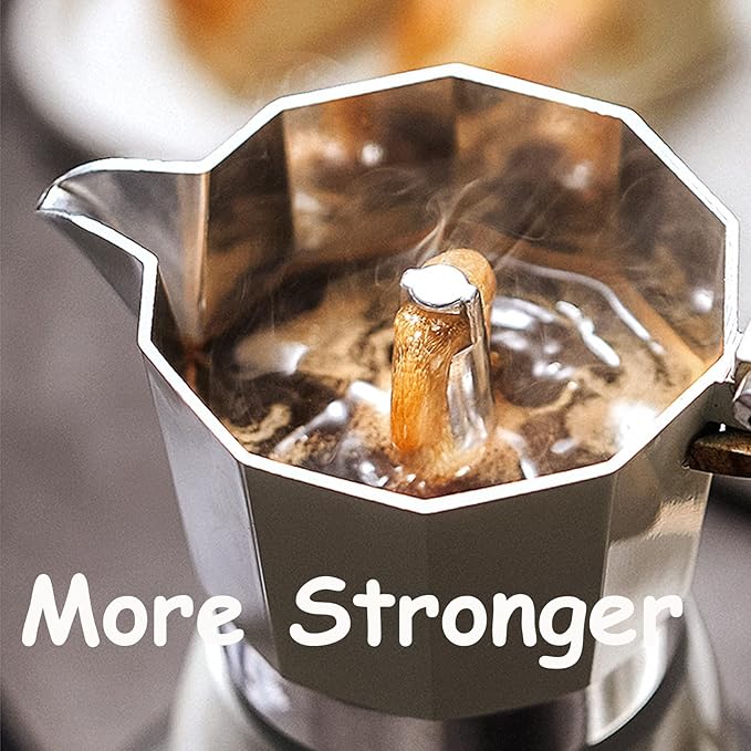 MORDEN MS Moka Pot, Stovetop Espresso Maker 6 Cup/10 OZ Italian Coffee Maker Camping Coffee Pot Manual Cuban Coffee Percolator for Cappuccino or Latte- White