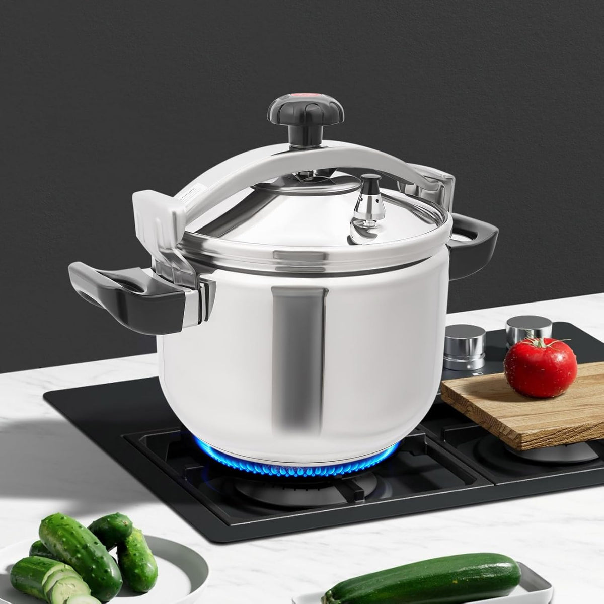 23.2 Quart Pressure Cooker Stainless Steel Pressure Canner, Large Capacity, Commercial Pressure Cooker Clamp On Type, Single Valves for Family or Commercial Use