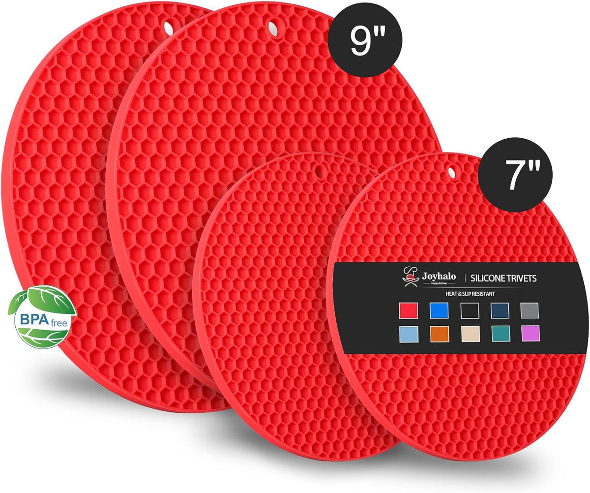 Joyhalo Trivets for Hot Dishes - Hot Pads for Kitchen, Silicone Pot Holders for Hot Pots and Pans, Silicone Mats for Kitchen Countertops, Table, Flexible Easy to Wash and Dry, Grey