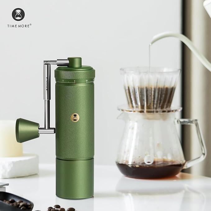 Timemore S3 Manual Coffee Grinder - External Adjustment with Stainless Steel Patented Burr | Hand Coffee Grinder Hign Presicion | Premium Timemore Grinder Chestnut S3, Green