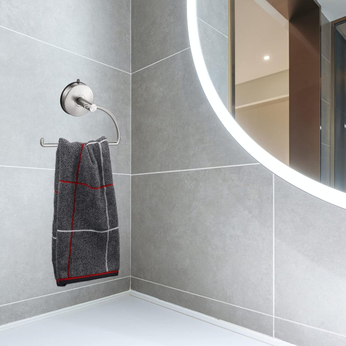 DGYB Suction Cup Hand Towel Ring Brushed Nickel Hand Towel Holder for Bathroom Wall SUS 304 Stainless Steel Kitchen Towel Hanger