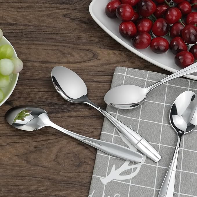 Stainless Steel Flatware Dessert Spoons, Set of 12