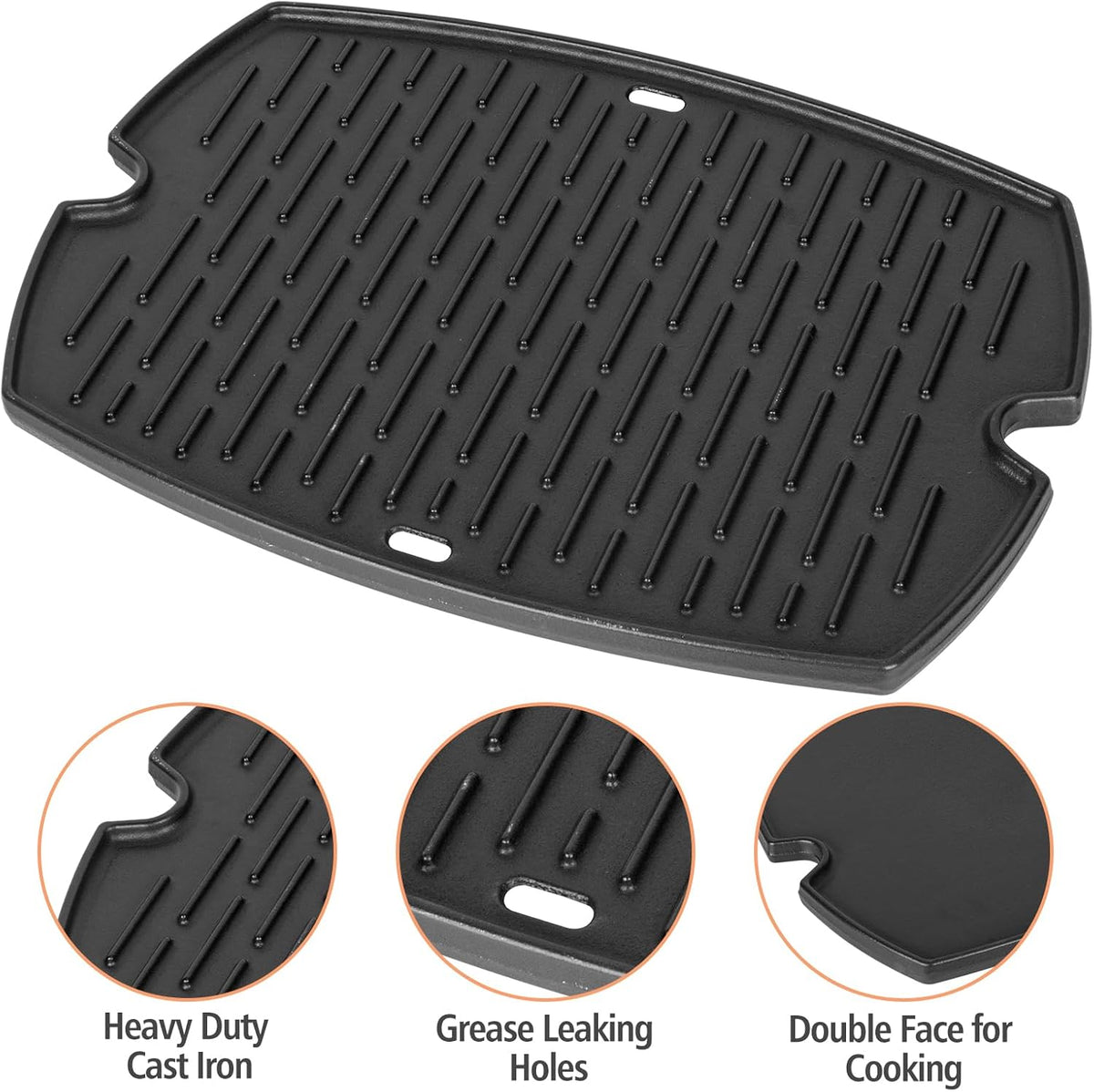 7582 Cast Iron Griddle for Weber Q1000 Grill, for Weber Q100 Q1000 Q1200 Q120 Q140 Q1400 Grill Parts, for 7582 Grate 6558 Full Size Griddle Inserts, Baby Q Replacement, Flat Top Plate Accessories