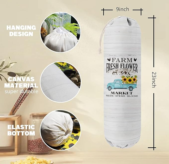 Grocery Bags Holder Organizer for Shopping Bags，Wall Mount Plastic Bags Storage Container Dispensers, Gift for Women Mother Grandmother Friend