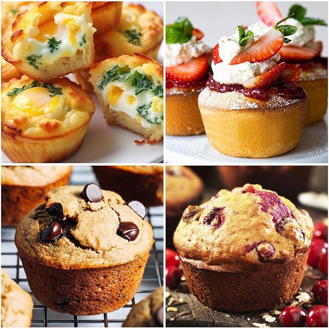 Jumbo Muffin Pan, Metal Reinforced Frame 3.5 inch Large Silicone Cupcake Pan 6 cups Large Muffin Pan with Handle Nonstick Jumbo Muffin Tin for Baking Giant Homemade Muffins, Cupcakes, Frittatas