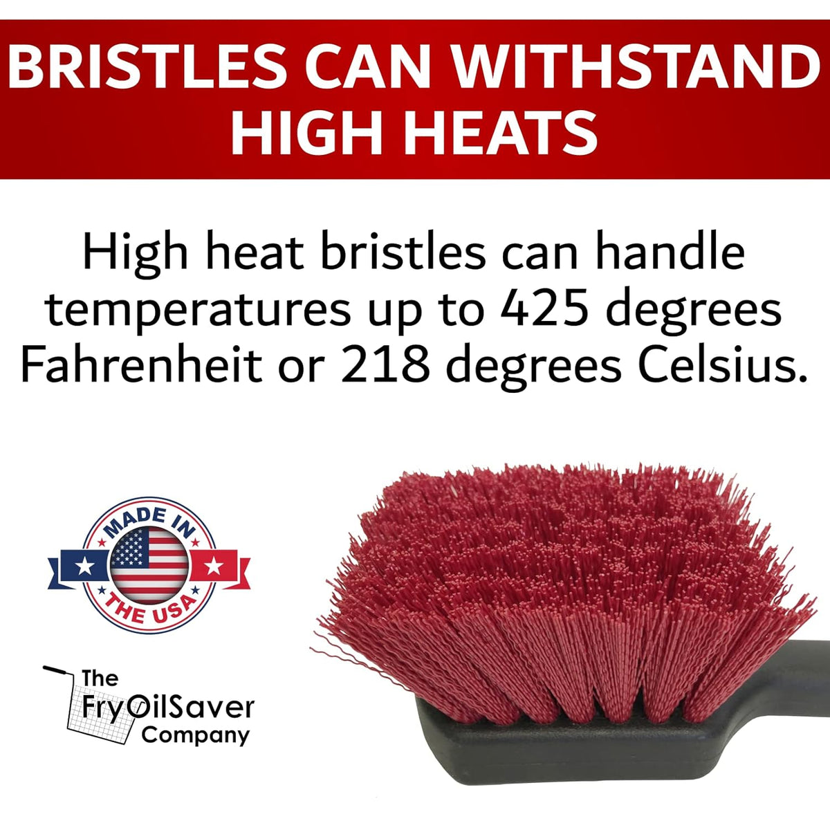 20" Deep Fryer Cleaning Brush by FryOilSaver Co., Up to 425F High Heat Resistant Pot Cleaning Brush for Kitchen Deep Fryers, Griddle, Grills, Ovens & Waffle Maker for Food Service & Restaurant - 90049