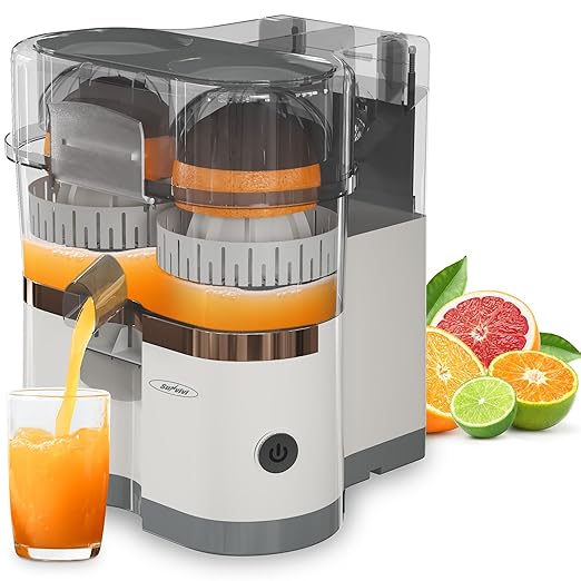 Dual-Head Electric Citrus Juicer, Plug-in Model Juicer Machine with Cleaning Brush, Portable Lemon Squeezer for Fresh Orange, Lemon, Lime, Kiwi, Grapefruit, Easy to Clean&Use