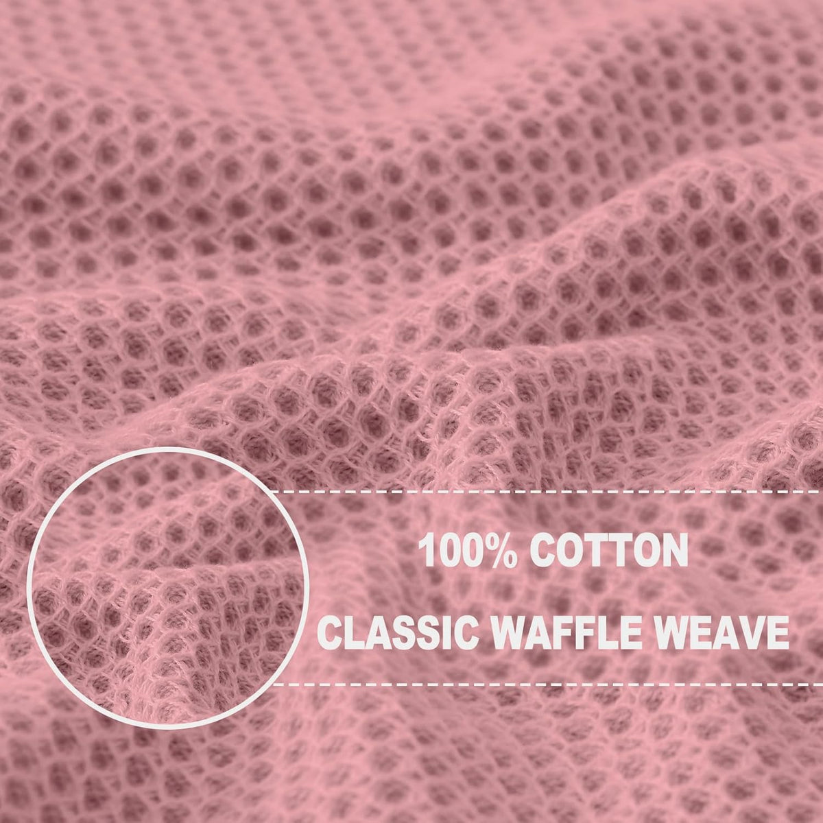 Homaxy 100% Cotton Waffle Weave Kitchen Dish Cloths, Ultra Soft Absorbent Quick Drying Dish Towels, 12 x 12 Inches, 6-Pack, Dried Rose