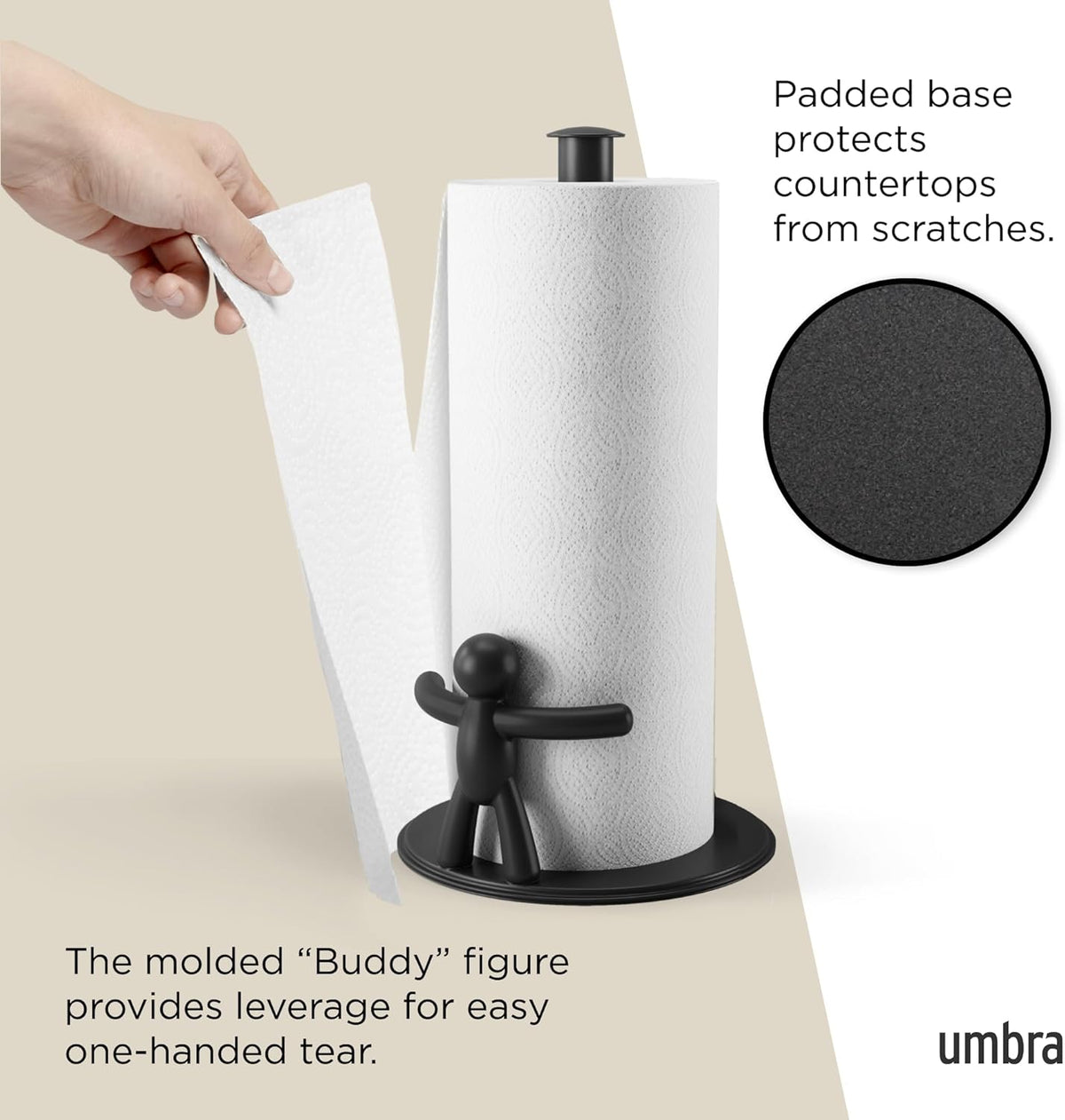 Umbra Buddy Paper Towel Holder, Black