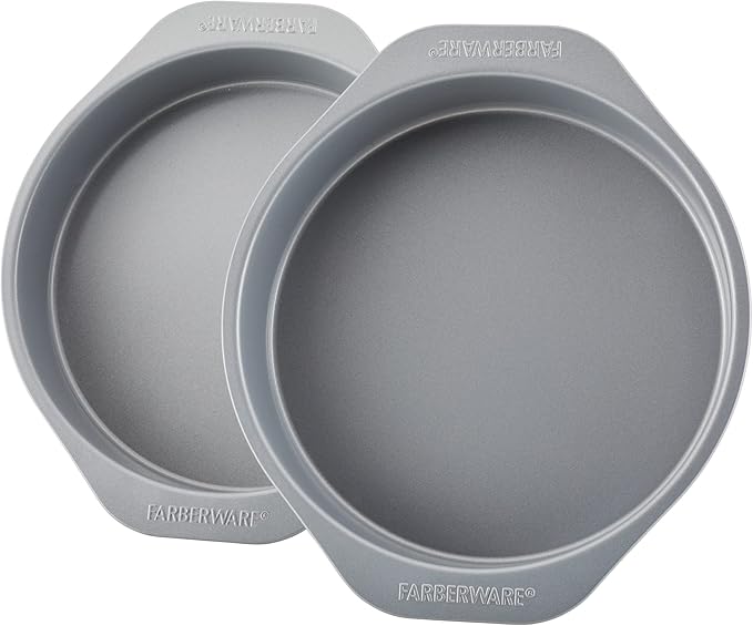 Farberware GoldenBake Bakeware Nonstick Baking Pans/Cake Pan Set, Round, Insulated, Two 8-Inch, Gray