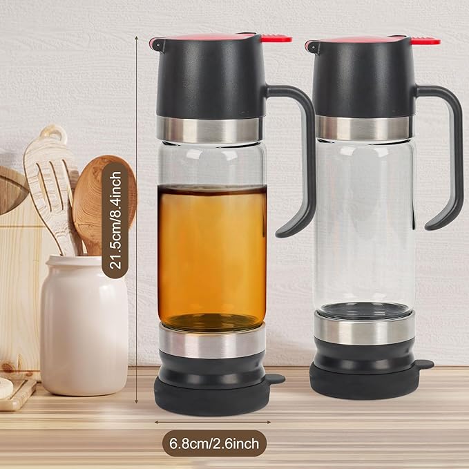 12 Oz Glass Honey Dispenser Pot with Silicone Base No Drip Honey Container Jar, Maple Syrup Dispenser with Handle for Pancake, Coffee or Tea Black