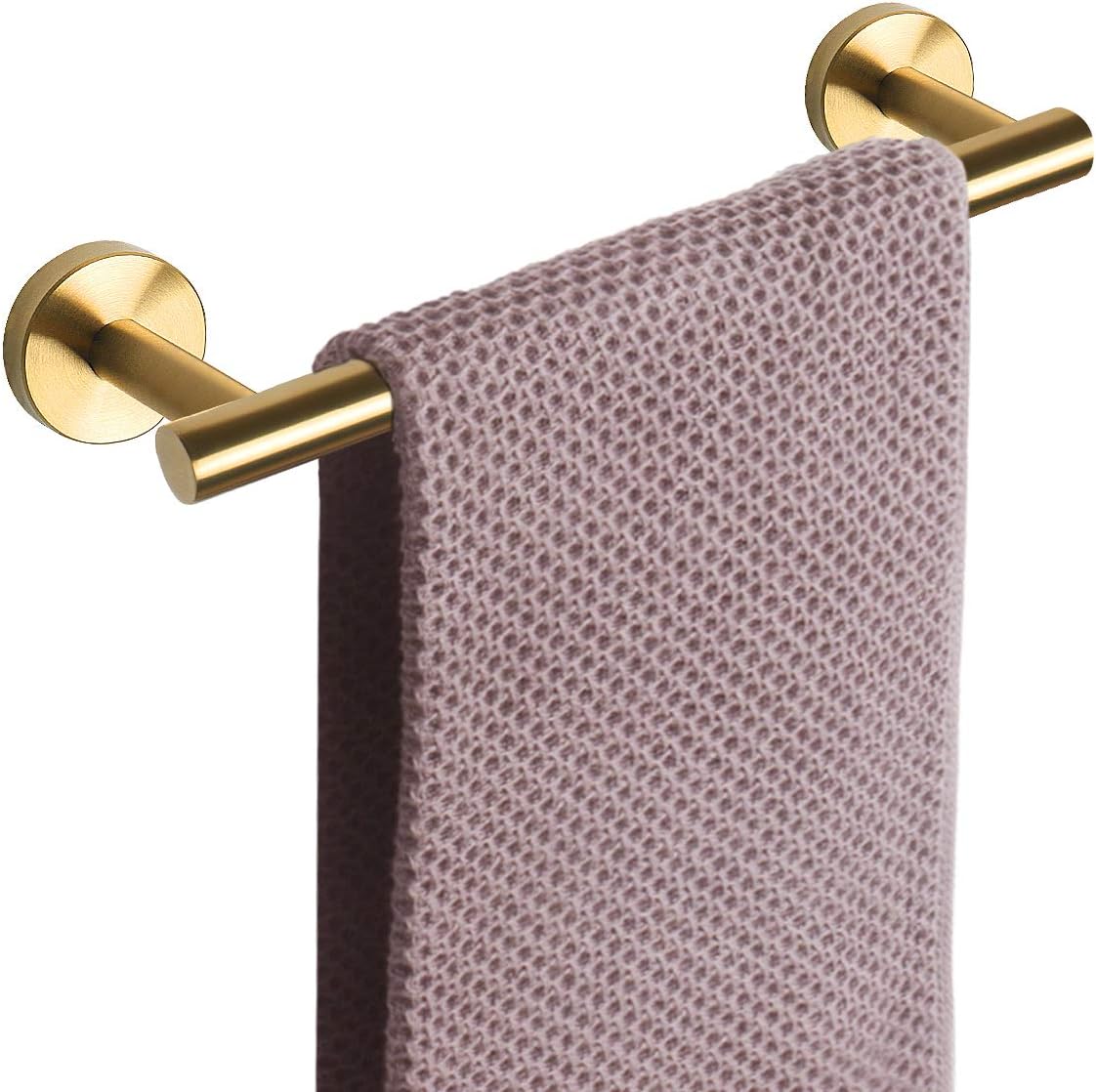NearMoon Bath Towel Bar, Bath Accessories Thicken Stainless Steel Shower Towel Rack for Bathroom, Towel Holder Wall Mounted (1 Pack, Brushed Gold, 9 Inch)