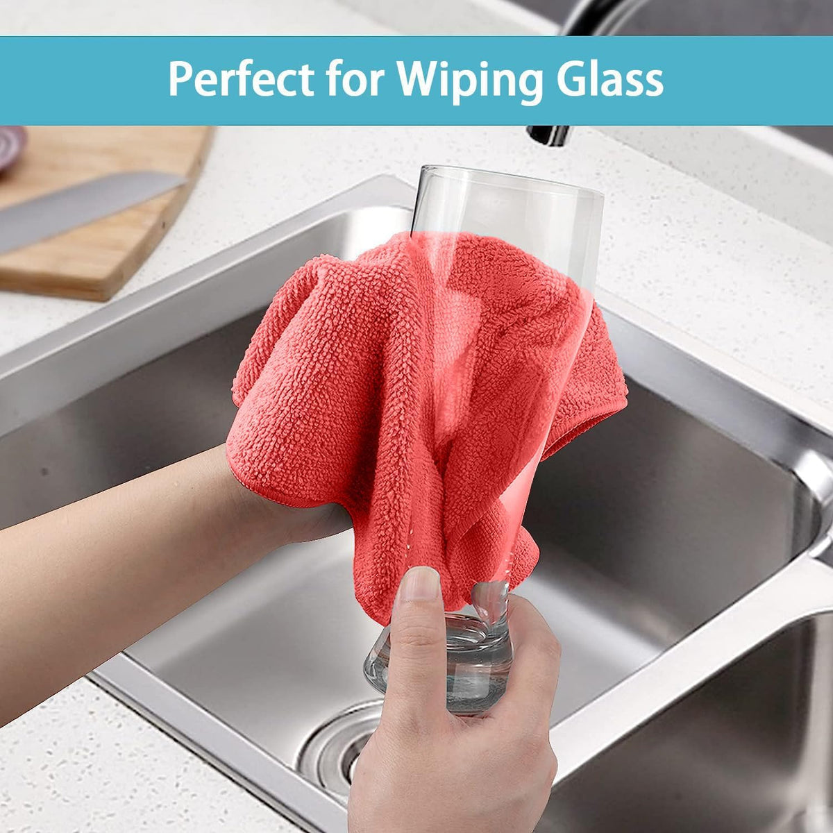 HOMEXCEL Red Microfiber Cleaning Cloth, 100 Pack Cleaning Towels for Kitchen, Lint Free, Scratch-Free, Highly Absorbent, and Reusable Cleaning Rags for House, Window and Glass, Cars, 11.5 X11.5 inch