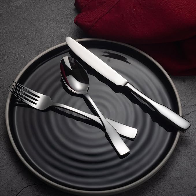 Alata Kate 40-Piece Silverware Set,Service for 8,Stainless Steel Flatware Set,Mirror Polished Cutlery Set,Dishwasher Safe