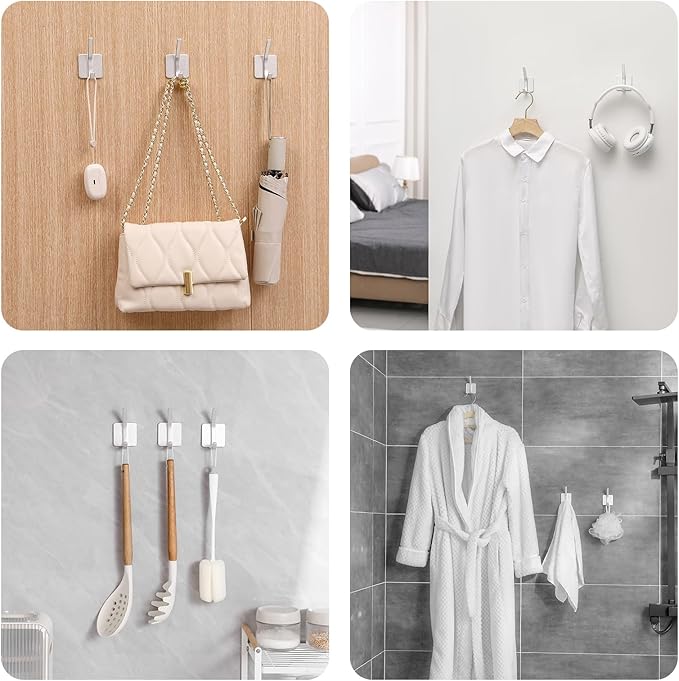Paoli Heavy Duty Adhesive Hooks,Self-Adhesive Hooks Multiple Colors and Styles 30 lb Maximum Load for Home Schools and Offices (4pc, White)