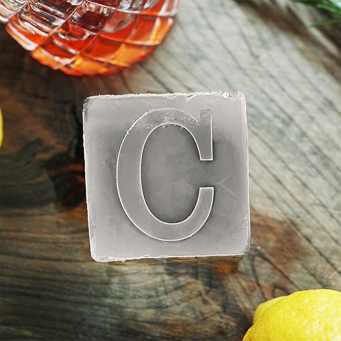 Letter C Monogram Ice Cube Mold Custom Ice Cube Mold 2 Inch Big Initials Silicone Ice Cube Tray Gifts for DAD Gifts for Him
