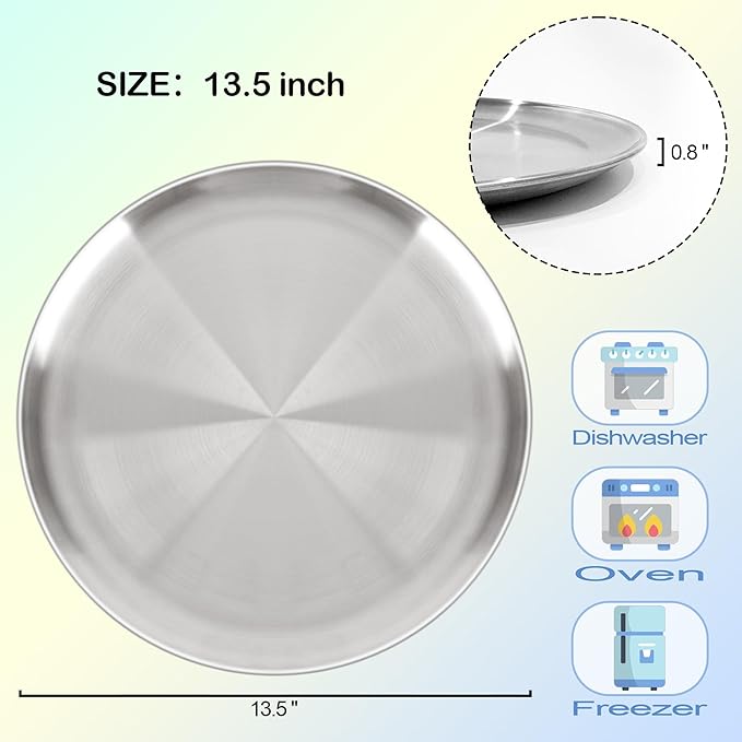 AWTBDP 13½ Inch Pizza Pan for Oven, Non-Stick Large Round Stainless Steel Pizza Pans, Durable Non-Toxic Pizza Tray for Cookie Pizza Pie Cake, Easy Clean & Dishwasher Safe