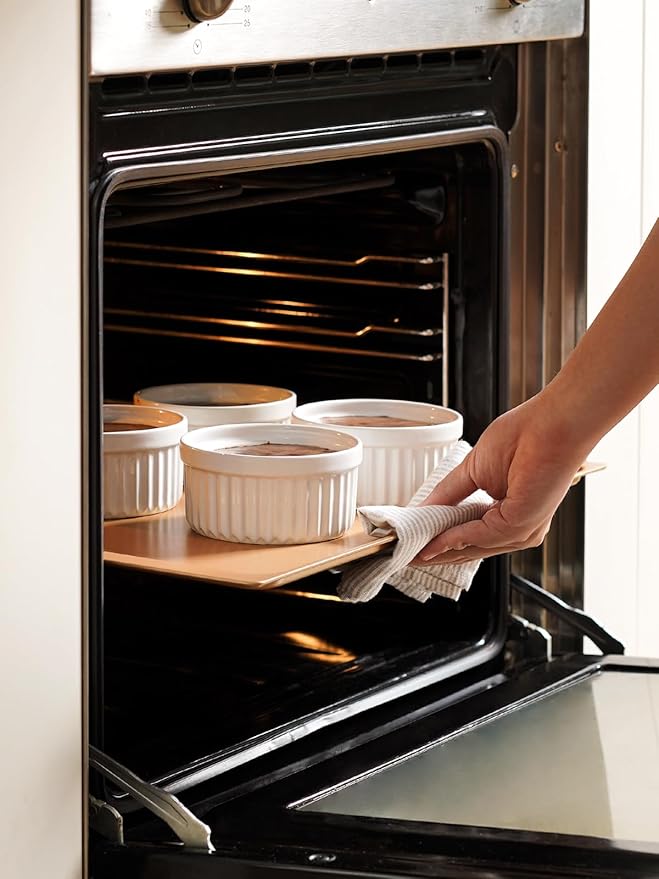LE TAUCI Ramekins 8 OZ Oven Safe, Creme Brulee Ramekins, Pudding Custard Cups Souffle Ramiken, Dipping Sauce Dishes, Ceramic Ramekin Bowls Set of 6, White
