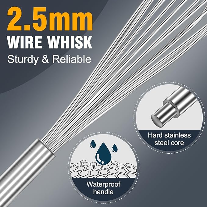 17in Large Whisk,Heavy Duty whisk, Stainless Steel whisk Suitable for Mixing Thick batter, Dry Ingredients and Seasonings.Accessories for professional commercial kitchens.