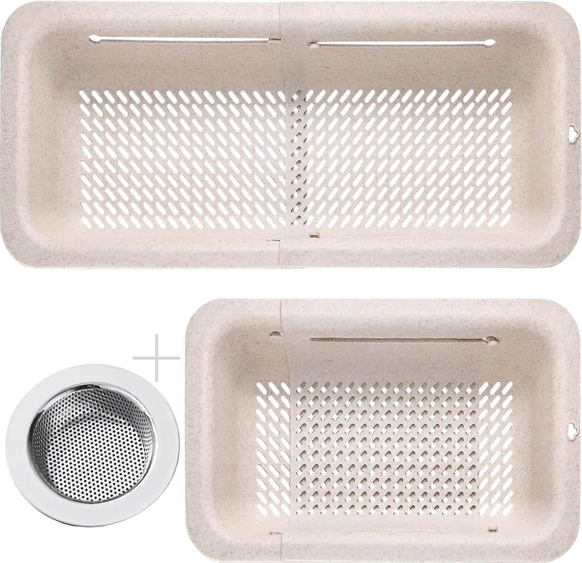 LASSHSWA Collapsible Colander and Strainer for Kitchen, Over the Sink Strainer Basket for Kitchen, Fruit Pasta Food Strainer Expandable Plastic Colander with A Sink Drain Strainer Stainless Steel