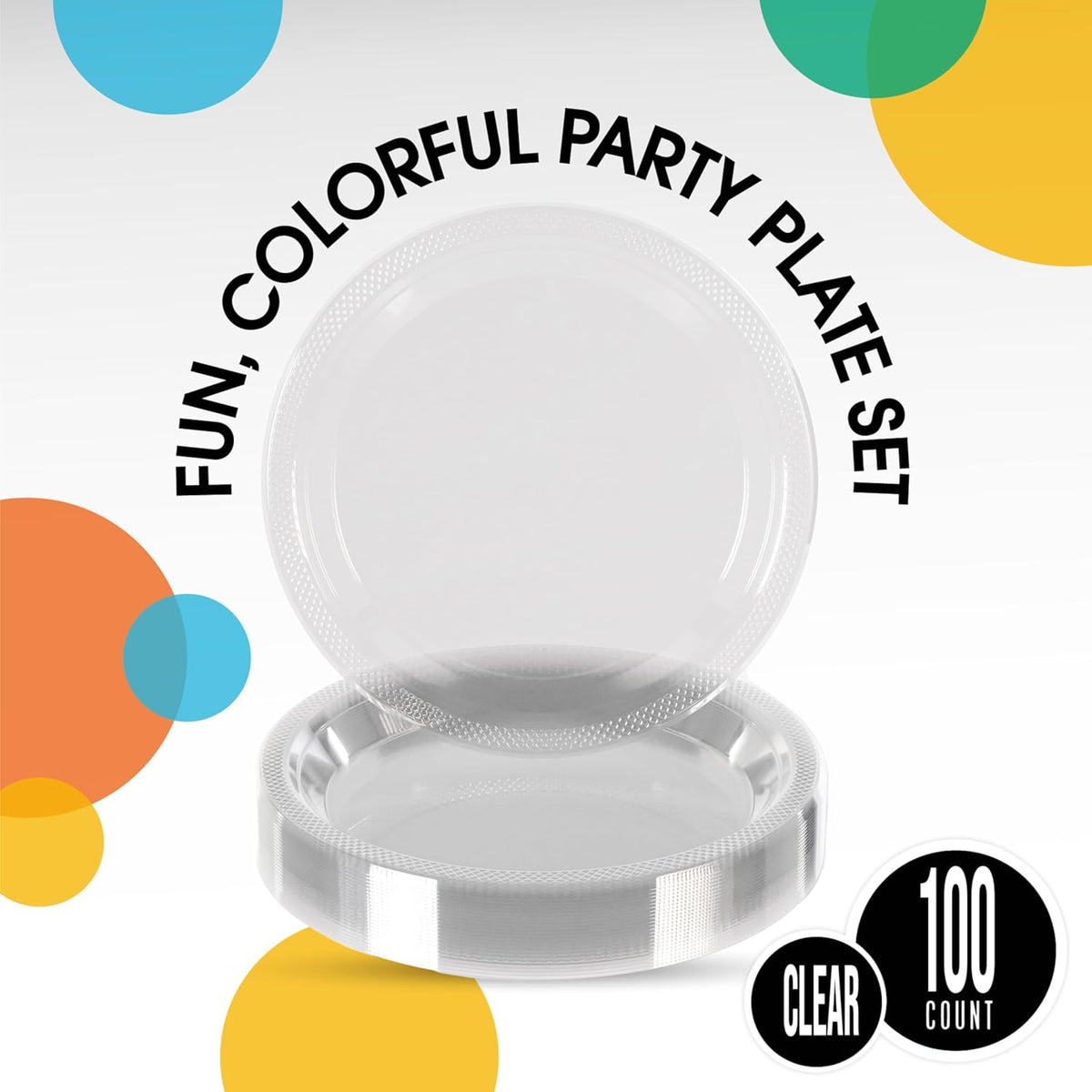 Exquisite Party Solids Clear Plastic Plates For Party 7" Clear Disposable Plates Heavy Duty Supplies 100 Pcs Plastic Dinnerware Sets Heavy Duty 350 GSM Disposable Dinnerware Set