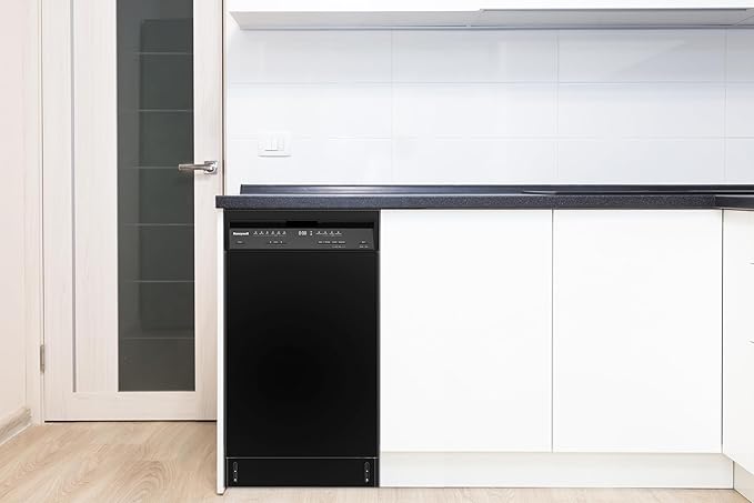 Honeywell 18 Inch Dishwasher with 8 Place settings, 6 Washing Programs, Stainless Steel Tub, UL/Energy Star- Black