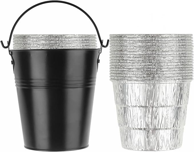 15-Pack Liners & Replacement Traeger HDW152 Drip Grease Bucket for Traeger 20/22/34, Pit Boss, etc Pellets Smoke (Black 15)