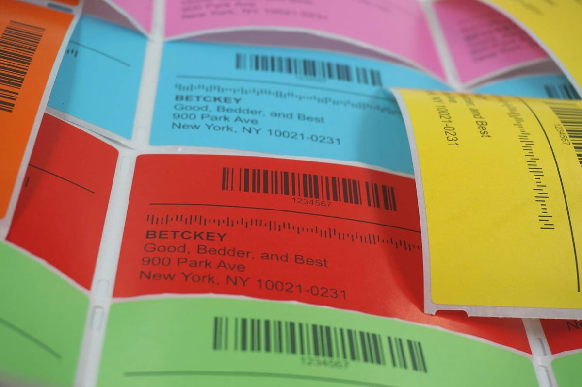 BETCKEY - 4" x 4" Shipping & Large Square Labels Compatible with Zebra & Rollo Label Printer,Premium Adhesive & Perforated[Orange, 6 Rolls, 2100 Labels]