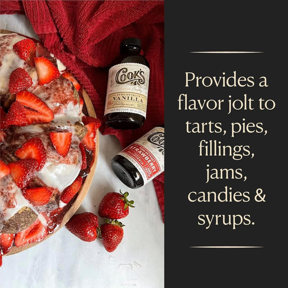 Cook's, Strawberry Extract for Baking, Preserves, Syrup, Cookies, Cakes, 16 oz