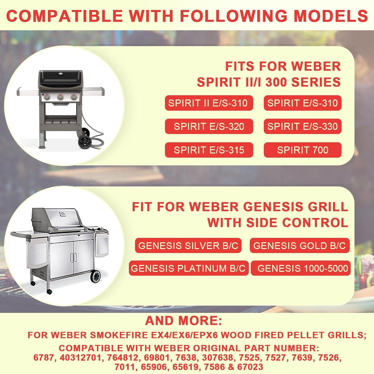 6787 Spirit 300 Full Size Griddle Insert for Weber Spirit I & II 300 Series Grill Accessories Spirit E-310 E-320 E-330 S-310 SP-310, Spirit 2 E310 S-310 Flat Top Griddle, Carbon Steel for 7638 7639
