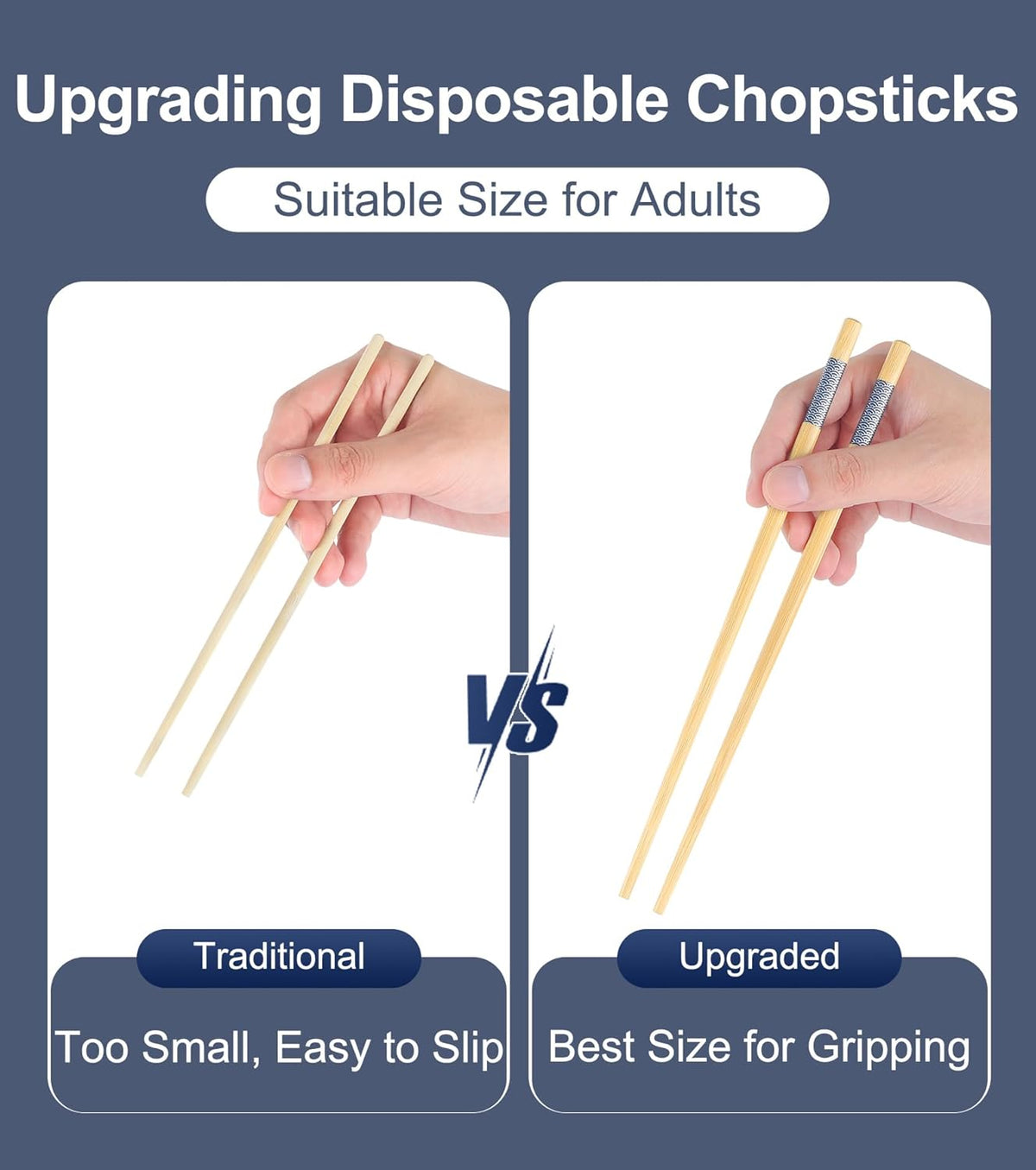 200 Pairs Bamboo Chopsticks Disposable | Reusable | Separated | Bulk | Chinese | -（9.45in）