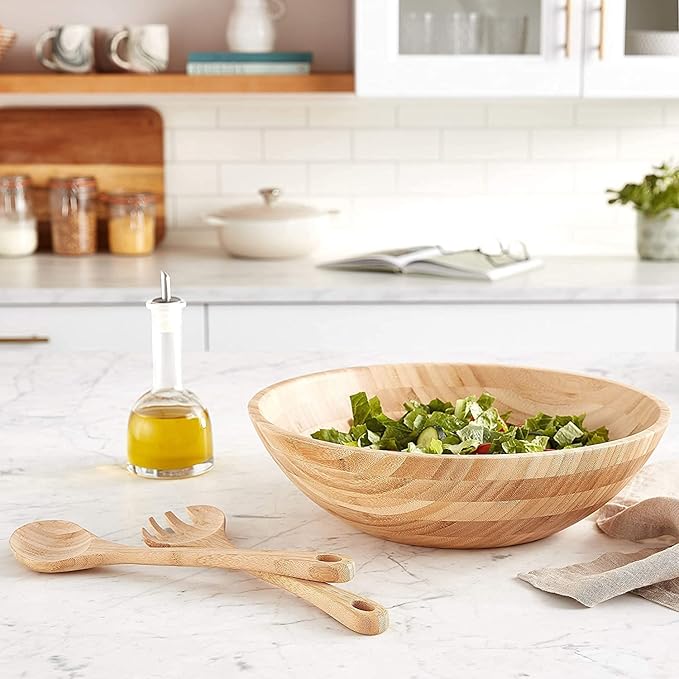 Lipper International Bamboo Salad Bowl with Salad Servers