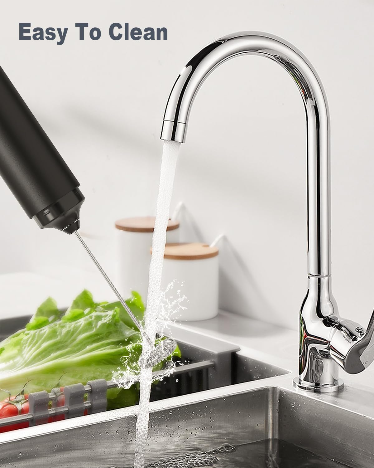 Rechargeable Milk Frother USB, Handheld Electric Foam Maker with Whisk Drink Mixer & Foamer for Coffee, Latte, Matcha, Hot Chocolate