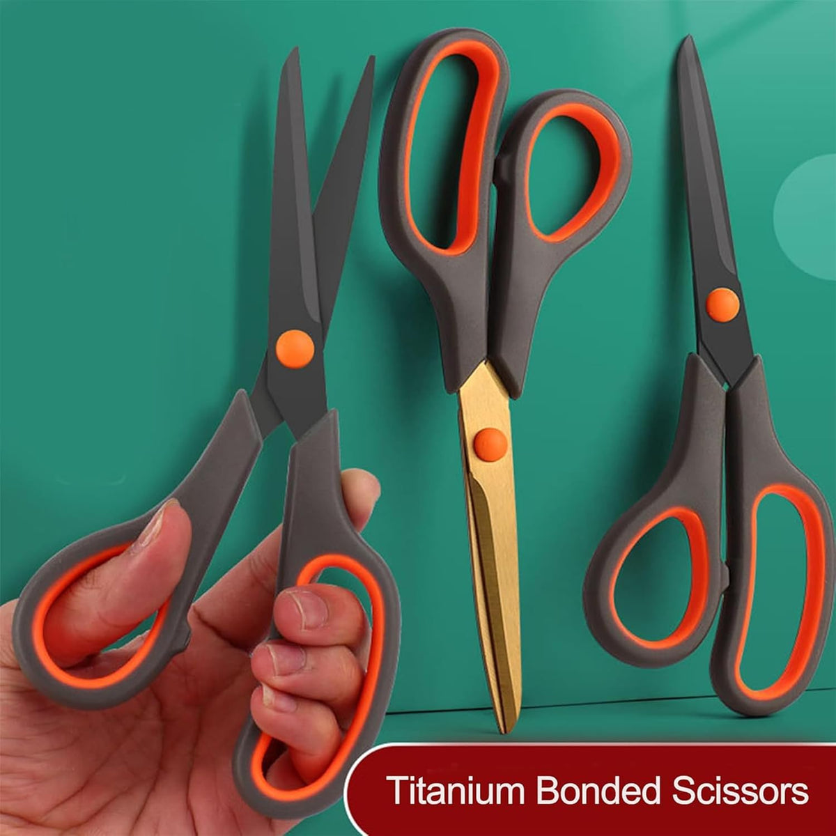 24 Pack Titanium Scissors, Rkqoa 8" All Purpose Scissor Bulk - 2.5mm Thick Sharp Scissors for Office School Sewing Craft Supplies, Classroom Must have, Teacher/Class Shears, Right/Left Handles