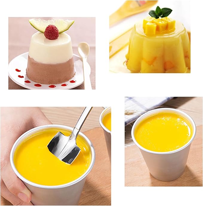 6 Packs Popover Pan, Aluminium Pudding Tin Cup Baking Maker, Individual Muffin Chocolate Molten Brownie Tumbler Raspberry Souffle Cupcake Moulds - Round-Pudding 3"x 2.2"