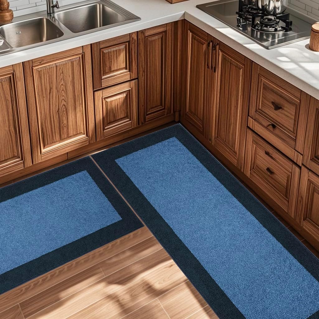 Machine Washable (24" x 36"+ 24" x 60"') Runner Rugs Set of 2, Non Slip Kitchen Mats for Floor, Absorbent Entryway Rug for Kitchen, Bedroom, Hallway, Bathroom, Door (Roll Packing)