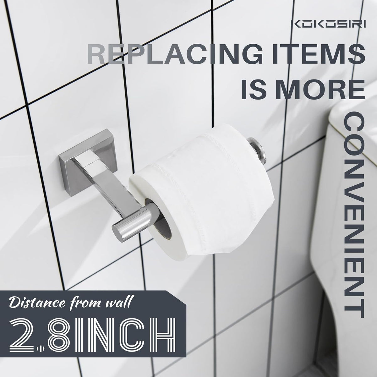 KOKOSIRI Toilet Paper Holder for Bathroom Toilet Roll Holder Hold Mega Rolls Wall Mounted, Polished Chrome Stainless Steel B2008CH