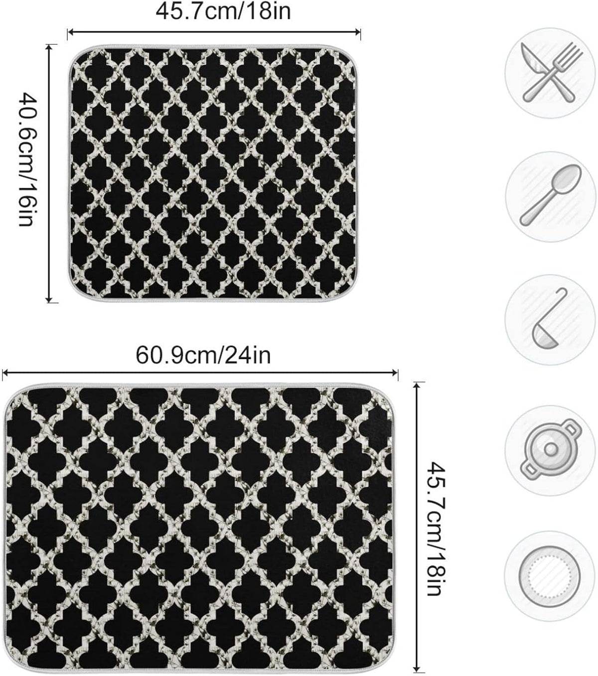 senya Super Absorbent Dish Drying Mat, Microfiber Fast-Drying Dish Mat, 24 x 18, Kitchen Dish Drying Pad, Geometry Texture Classic Modern g295080350p523c558s1114