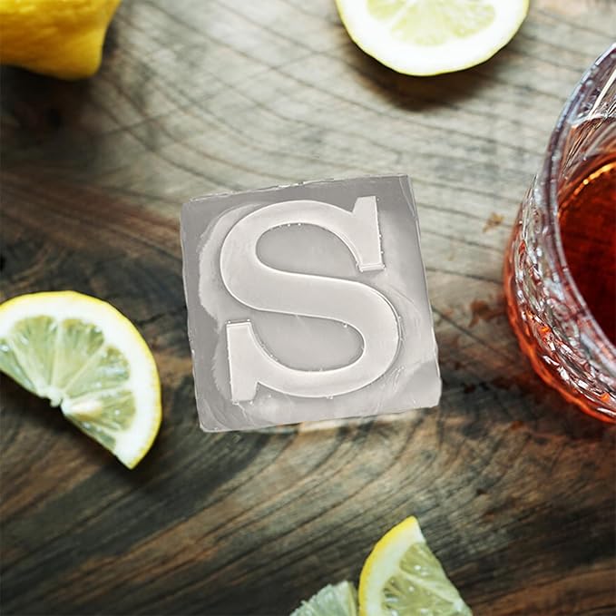 Letter S Monogram Ice Cube Mold Custom Ice Cube Mold 2 Inch Big Initials Silicone Ice Cube Tray Gifts for DAD Gifts for Him