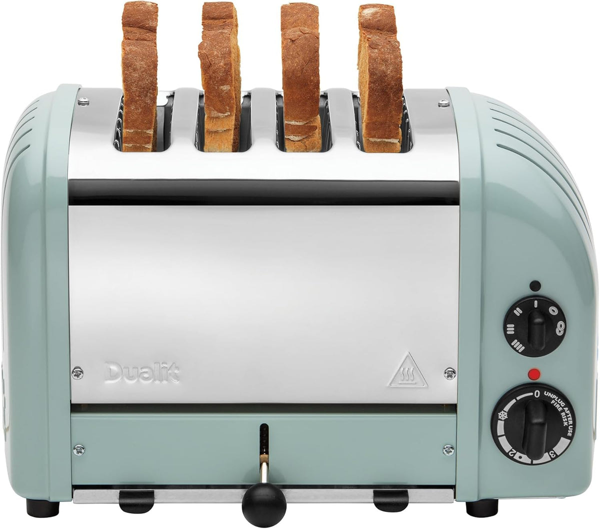 Dualit Classic 4 Slice NewGen Toaster - Stainless Steel - Hand Built in the UK - Replaceable ProHeat elements - Defrost Bread - Mechanical Timer - Eucalyptus Classic Toaster