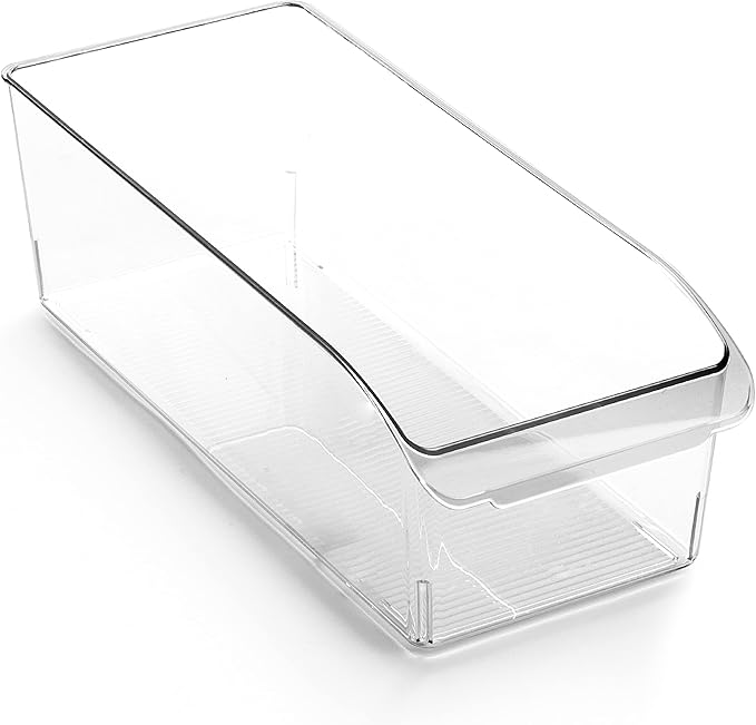 BINO | Plastic Storage Bins, Large | THE CURVE COLLECTION | Multi-Use Fridge / Freezer Organizer | Built-In Handle | BPA-Free | Pantry and Home Organization