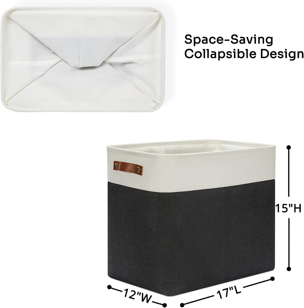 DULLEMELO Extra Large Storage Baskets, Fabric Storage Bins for Organizing Shelves Nursery Toys Books, Closet Baskets and Bins with Handles, White&Black 2-Pack