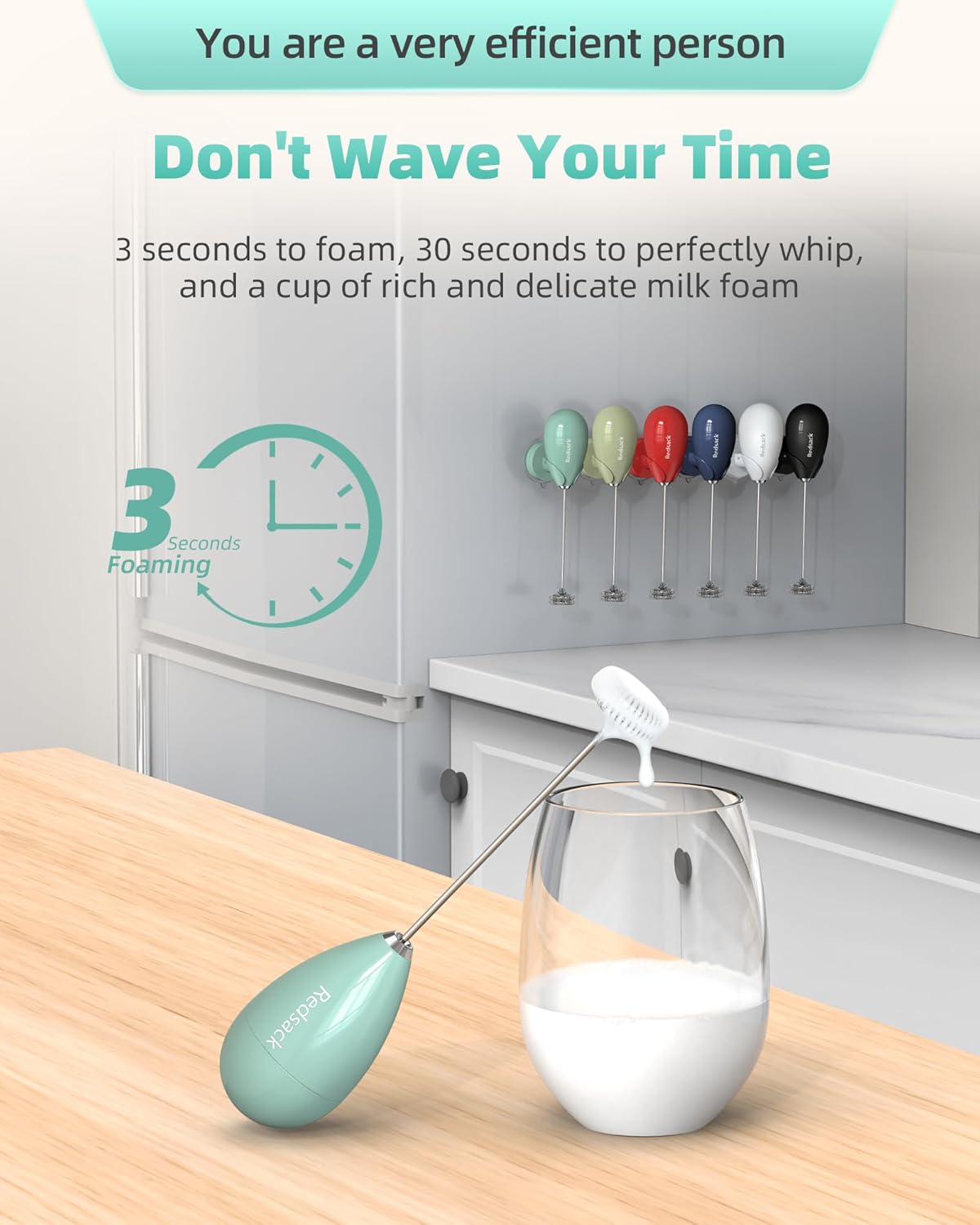 Milk Frother Handheld with Case,USB C Rechargeable Frother Wand for Coffee, Portable Electric Whisk with Stand,Waterproof Hand Drink Mixer Travel for Lattes, Cappuccino, Matcha, Egg (Teal)