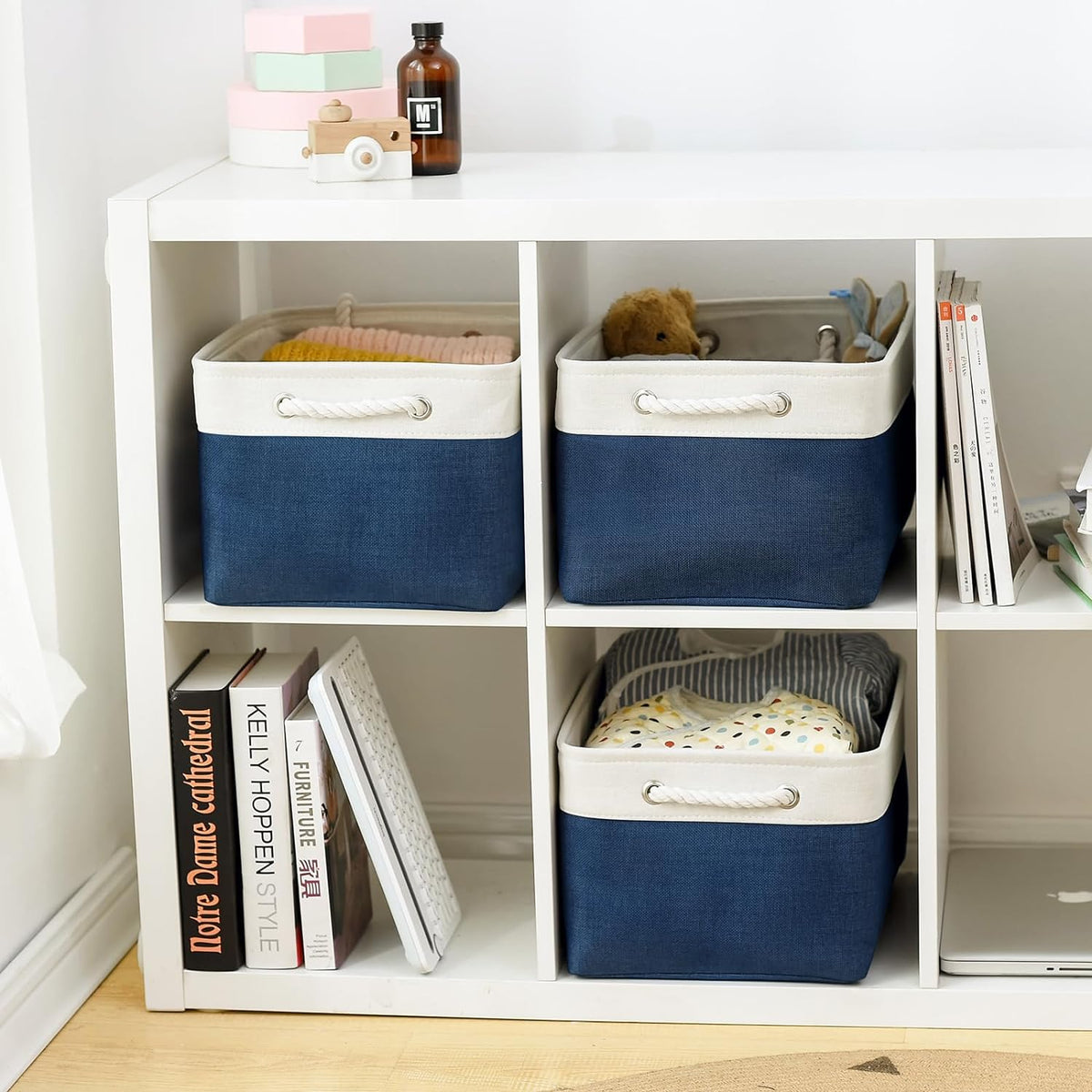 Storage Bins - Large Baskets for Storage Cubes with Handles Organization and Storage Baskets Gifts for Empty 15.7 (L) x 11.8 (W) x 8.2 (H) inches